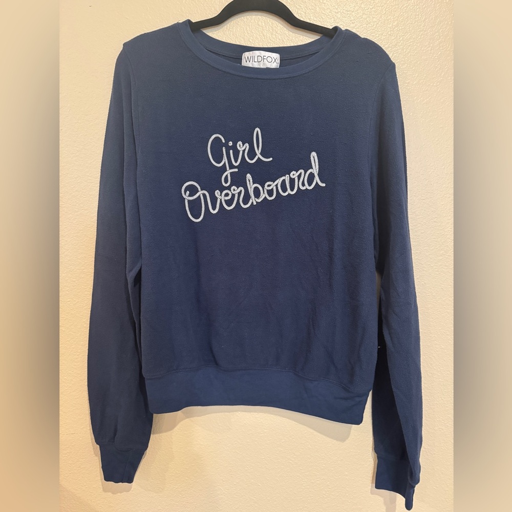 Wildfox Women's Blue Sweater - Girl Overboard large